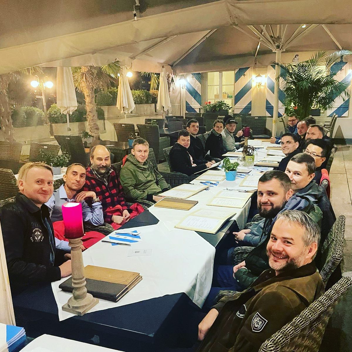 We managed to convince the restaurant to stay open for us, everything closes early here ! Big Group