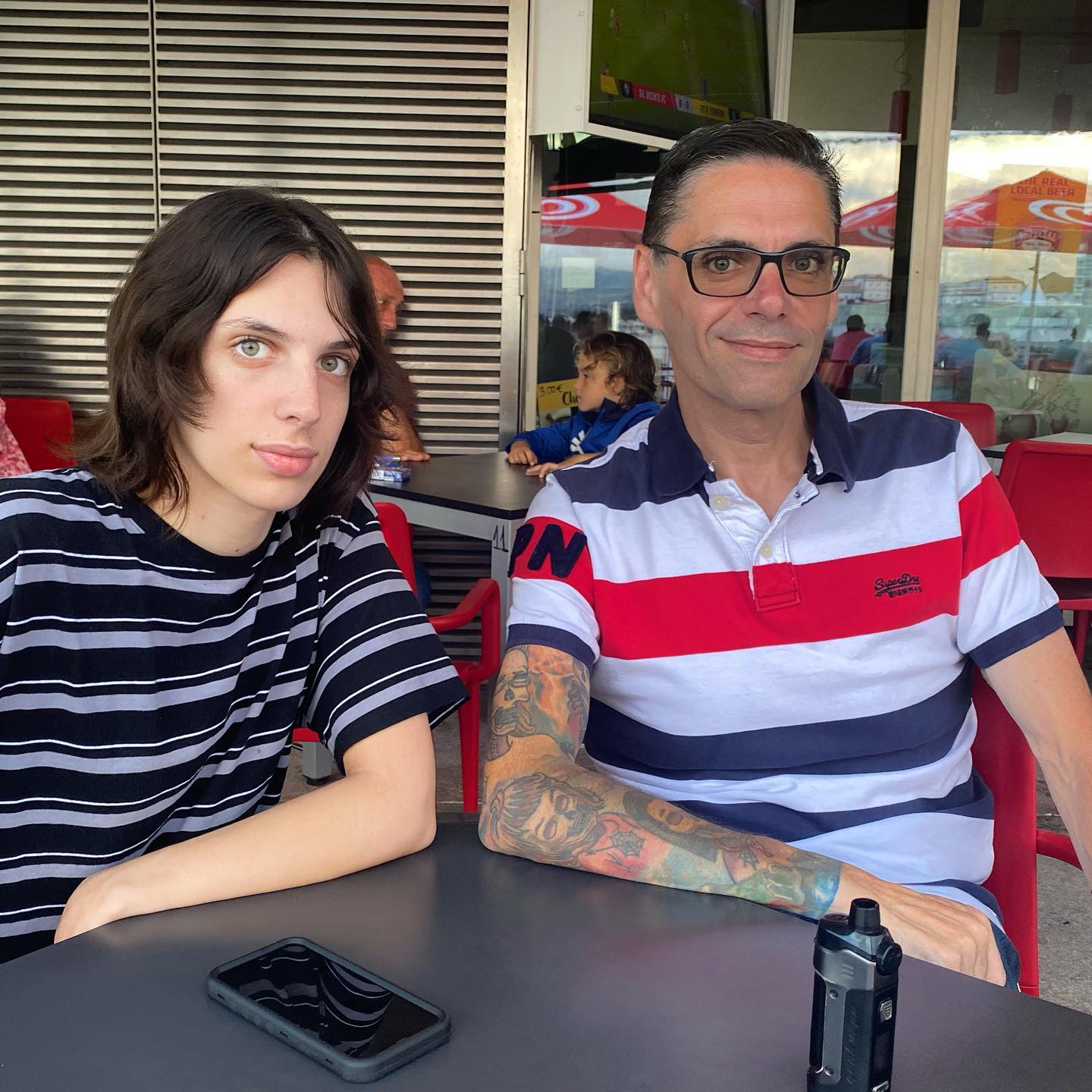 Enjoying the evening at the local hangout