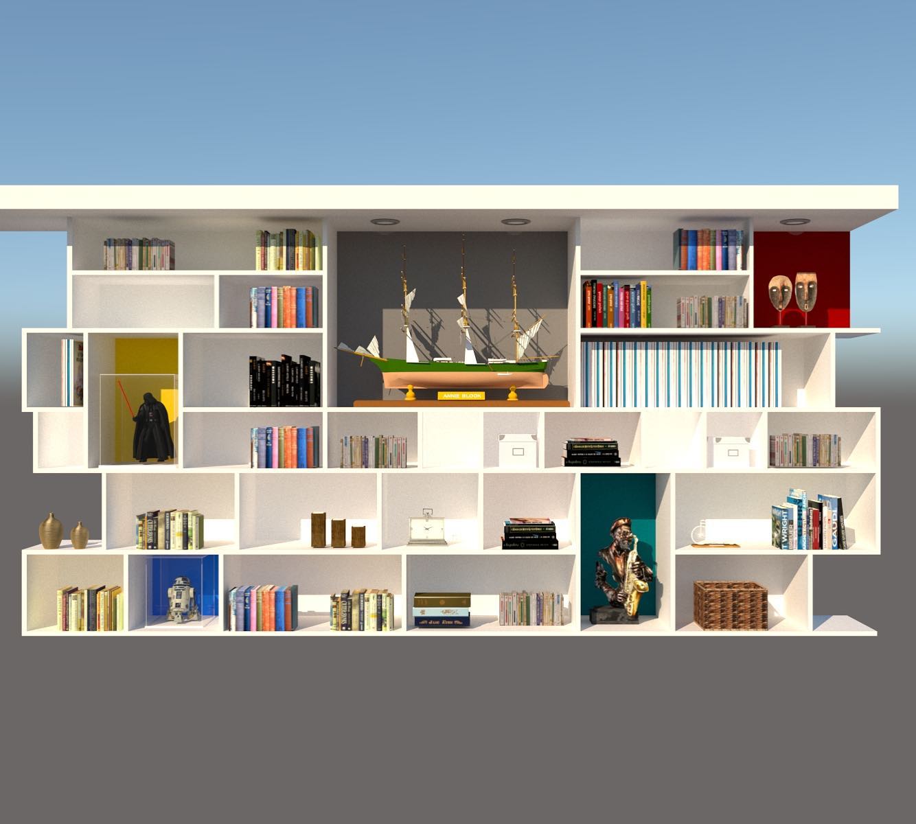 Planning the new bookshelves for the office, think we nailed the configuration