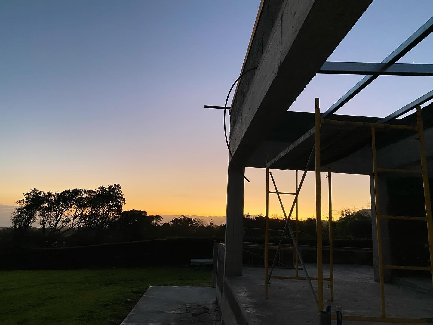 This morning, as the sun rises and the contractor is about to start on the roof for the kitchen expansion